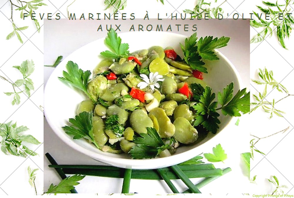 feves à lhuile dolive et piments